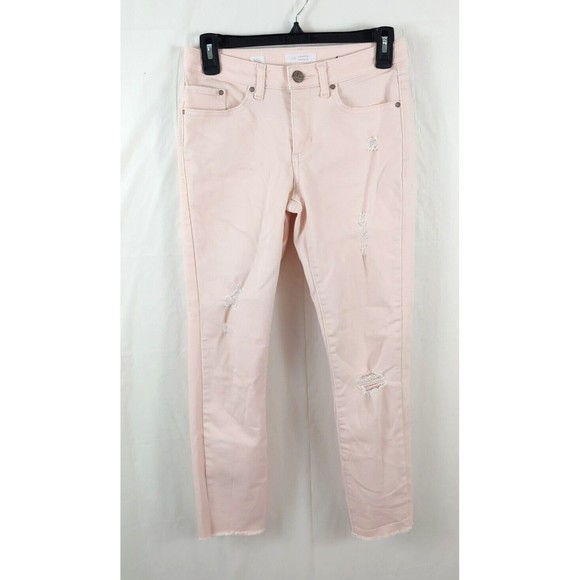 Love Lauren Conrad Womens Skinny Jeans Sz 4 Light Pink Heart Raw Hem Valentines - Picture 2 of 12